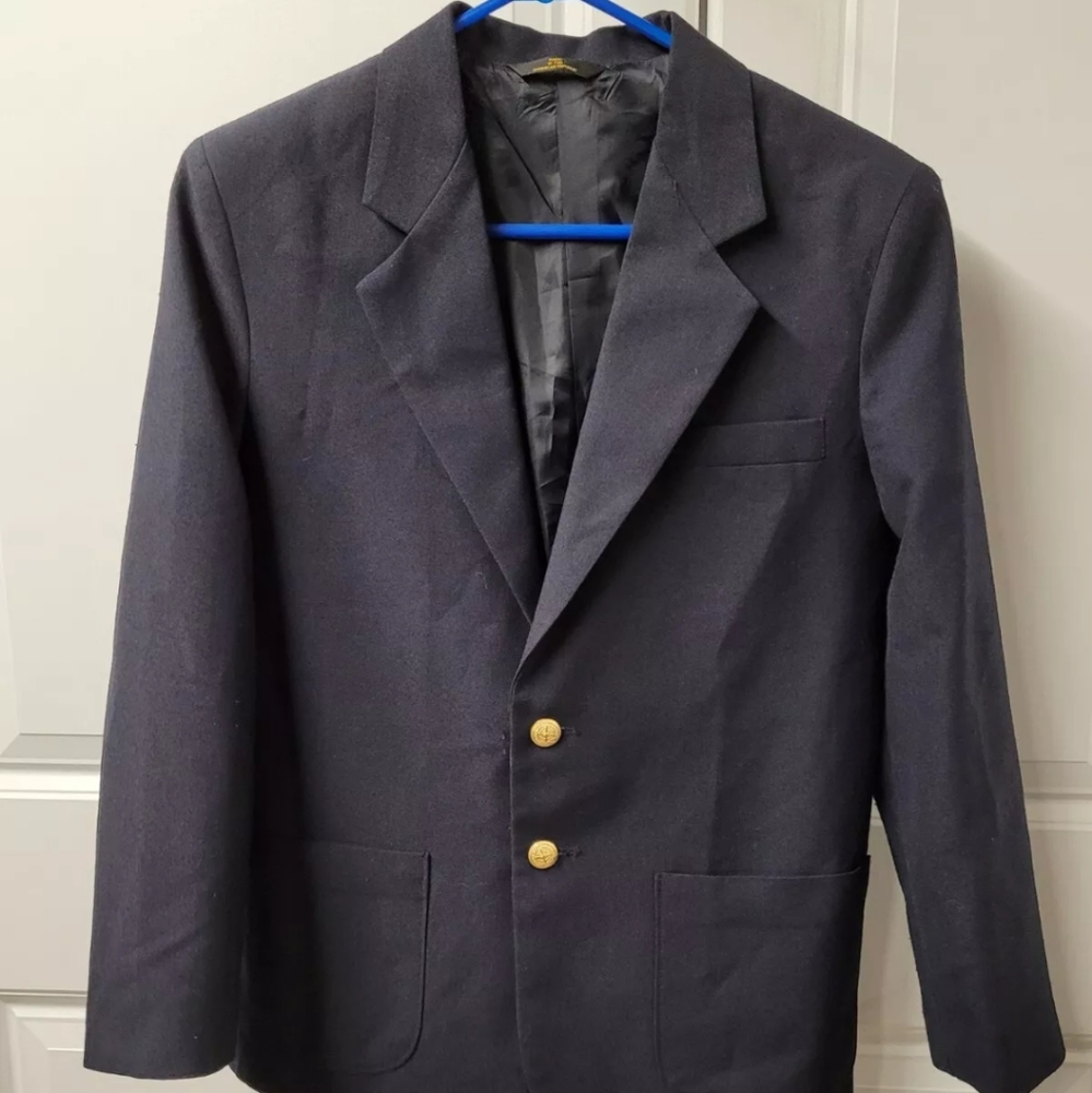 Van Heusen Boys Blazer Jacket Size: 14 Regular Button Navy Kids